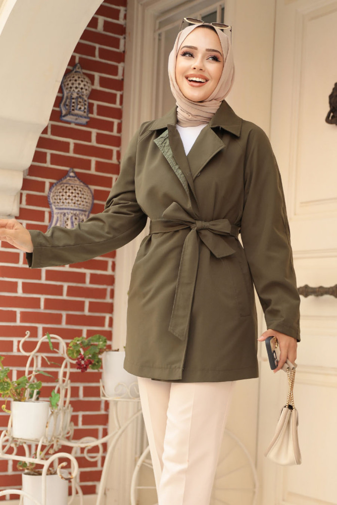Modest Khaki Trench Coat 19024HK - 1