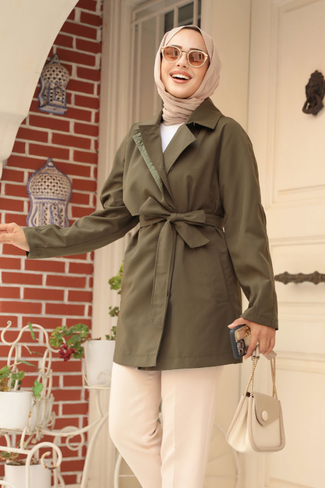 Modest Khaki Trench Coat 19024HK - 2