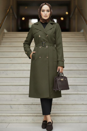 Modest Khaki Trench Coat 60500HK - 1