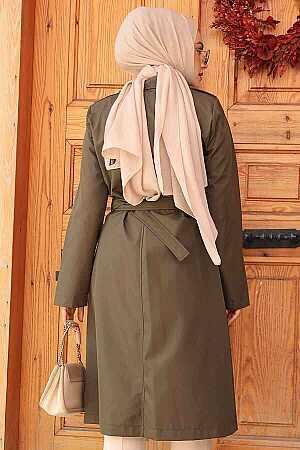 Modest Khaki Trench Coat 60500HK - 4