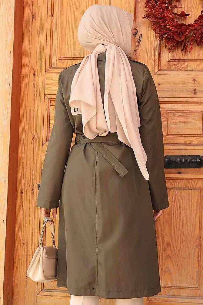 Modest Khaki Trench Coat 60500HK - 4