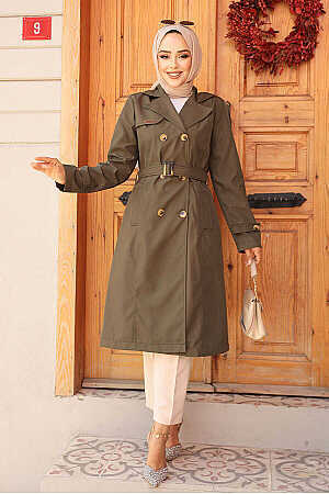 Modest Khaki Trench Coat 60500HK - 2