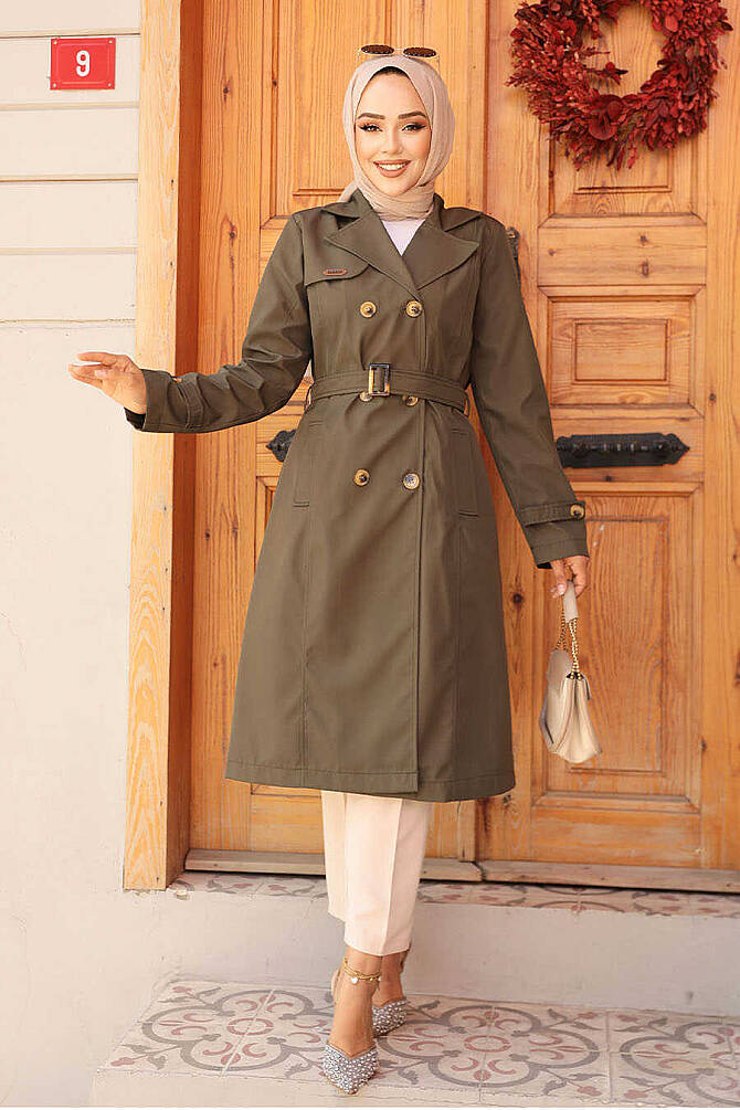 Modest Khaki Trench Coat 60500HK - 2