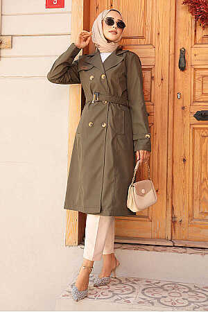 Modest Khaki Trench Coat 60500HK - 3