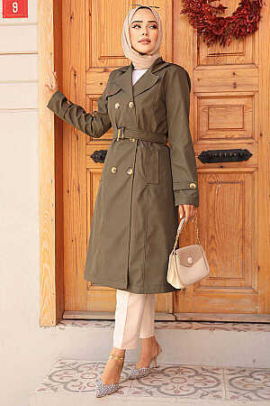 Modest Khaki Trench Coat 60500HK - NEVA STYLE