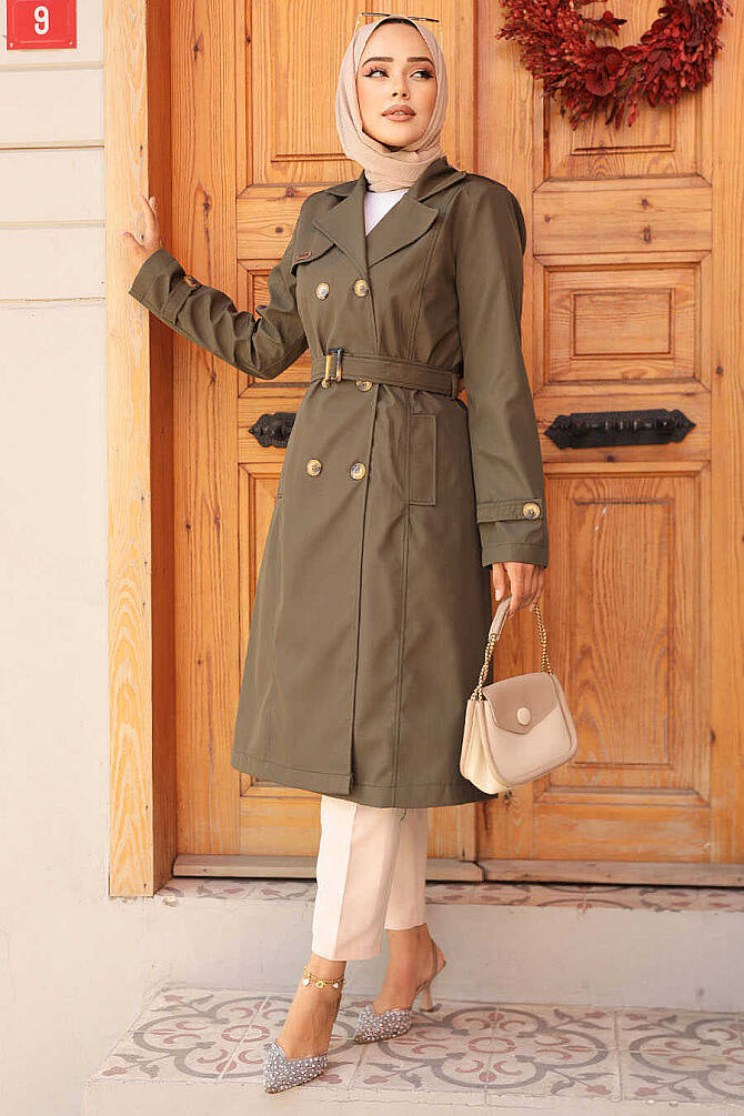 Modest Khaki Trench Coat 60500HK - NEVA STYLE