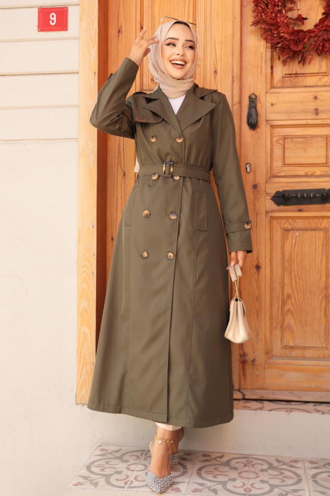 Modest Khaki Trench Coat 61500HK - 2