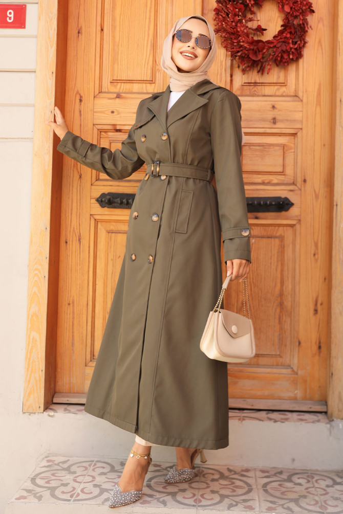 Modest Khaki Trench Coat 61500HK - 3