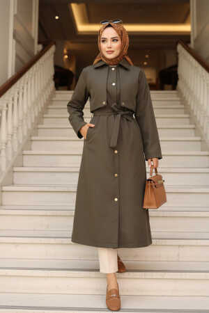 Modest Khaki Trench Coat 62131HK - 1