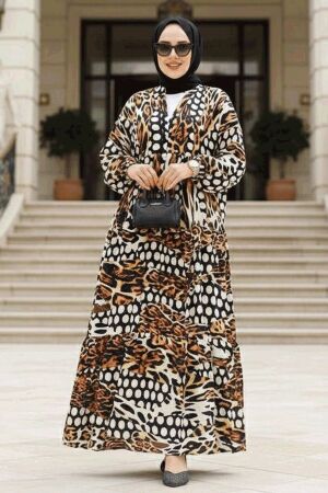 Modest Leopard Long Sleeve Dress 23041LP - 1