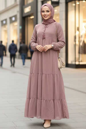 Modest Light Dusty Rose Long Sleeve Dress 22051AGK - 1