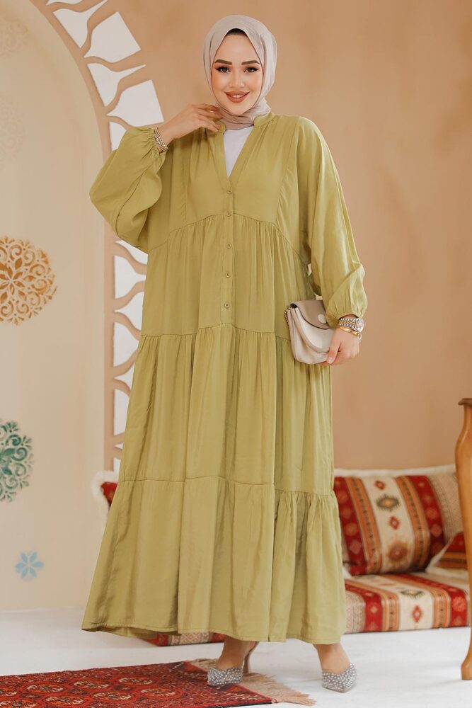 Modest Light Khaki Pastel Dress 536147AHK - 1