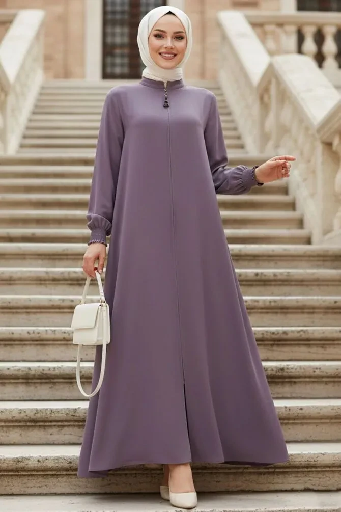 Modest Lila Turkish Abaya 45287LILA - 1