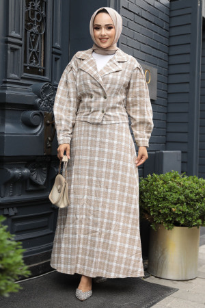Modest Mink Dual Skirt Suit 12431V - 2