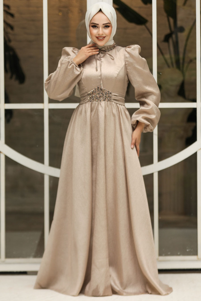 Modest Mink Evening Gown 45581V - 2