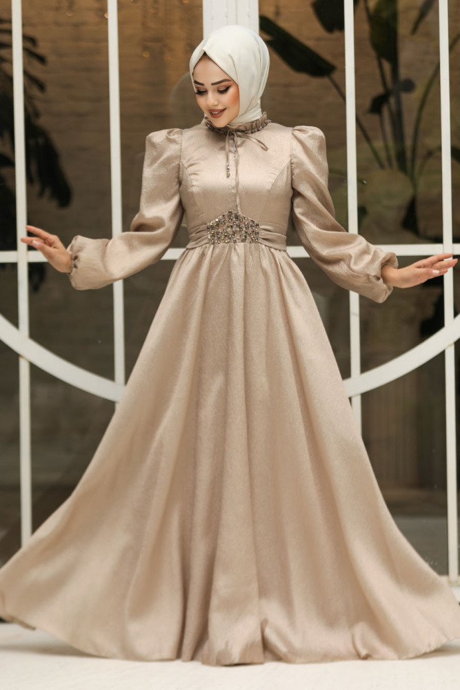 Modest Mink Evening Gown 45581V - 1
