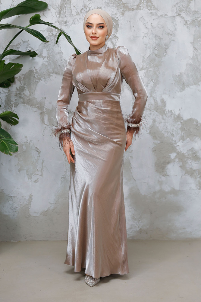 Modest Mink Evening Long Dress 50481V - 2
