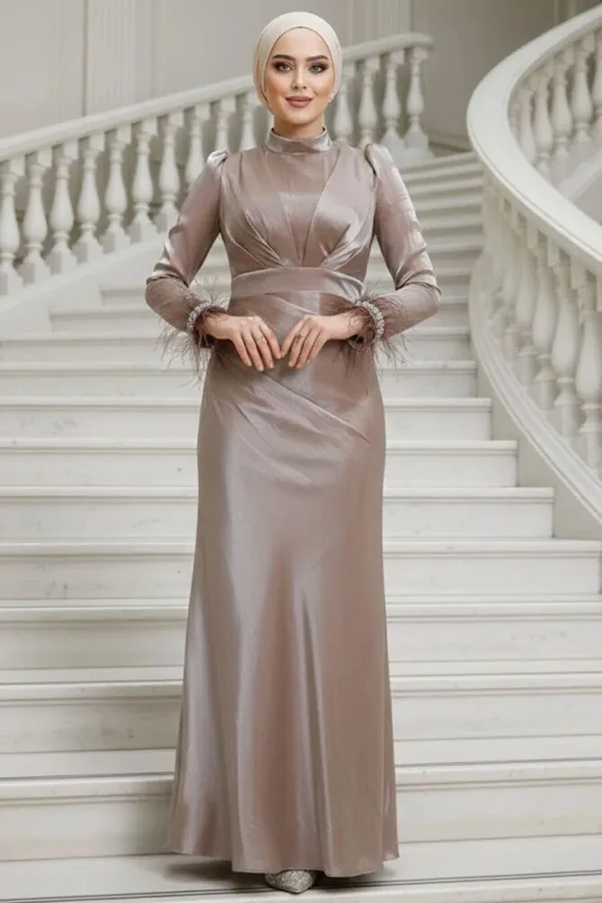 Modest Mink Evening Long Dress 50481V - 1