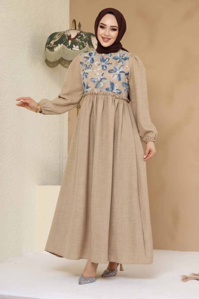 Modest Mink Long Dress 45741V - 1