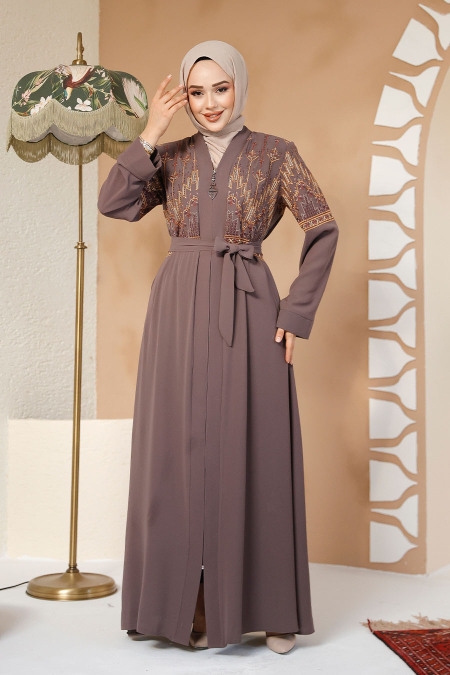 Modest Mink Plus Size Abaya 25201V - 3