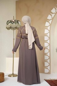 Modest Mink Plus Size Abaya 25201V - 4