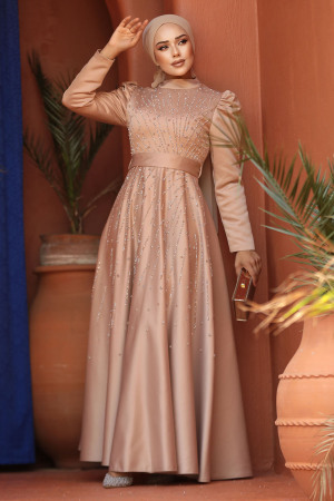 Modest Mink Plus Size Dress 52081V - 2