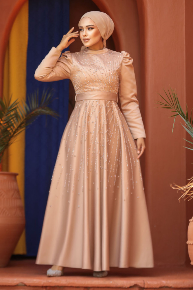 Modest Mink Plus Size Dress 52081V - 3