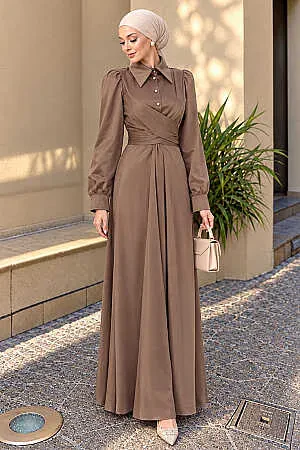 Modest Mink Satin Dress 45661V 