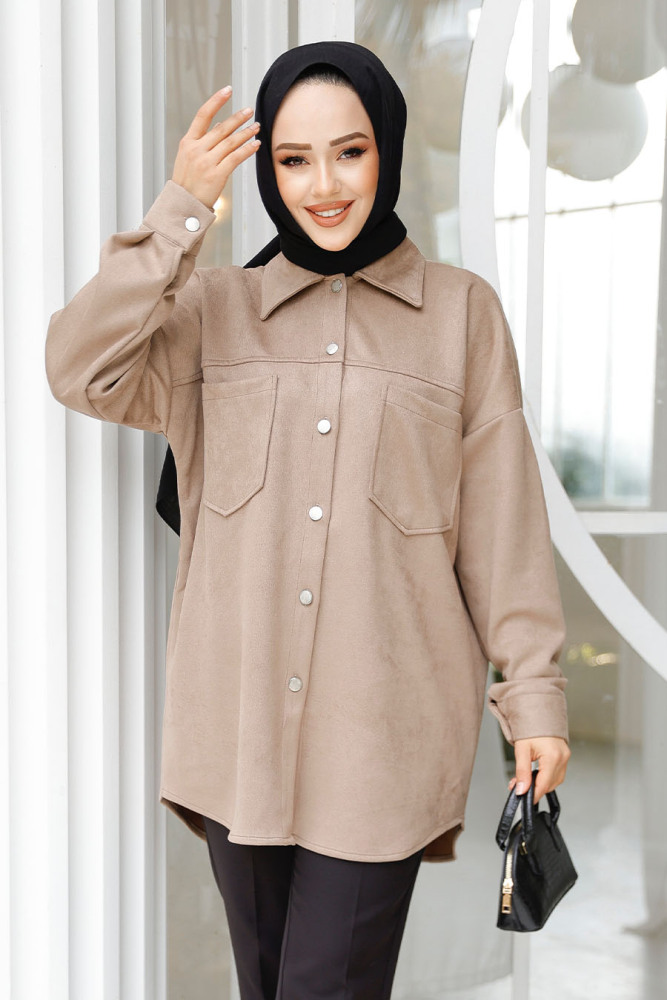 Modest Mink Suede Shirt 10305V - 2