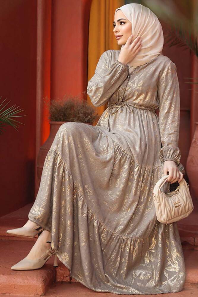 Modest Mink Summer Dress 23281V - 4
