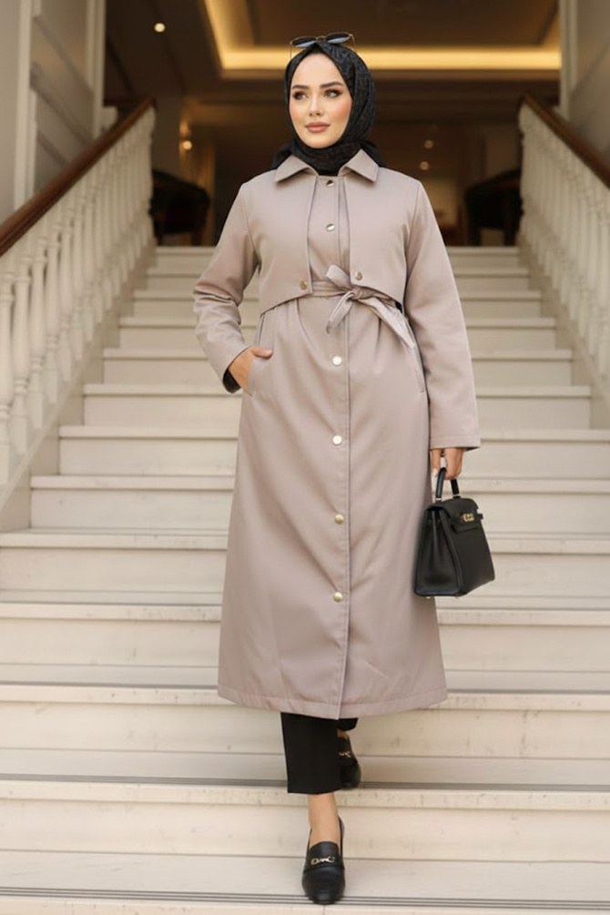 Modest Mink Trench Coat 62131V - 1