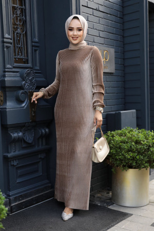 Modest Mink Velvet Dress 22751V - 3