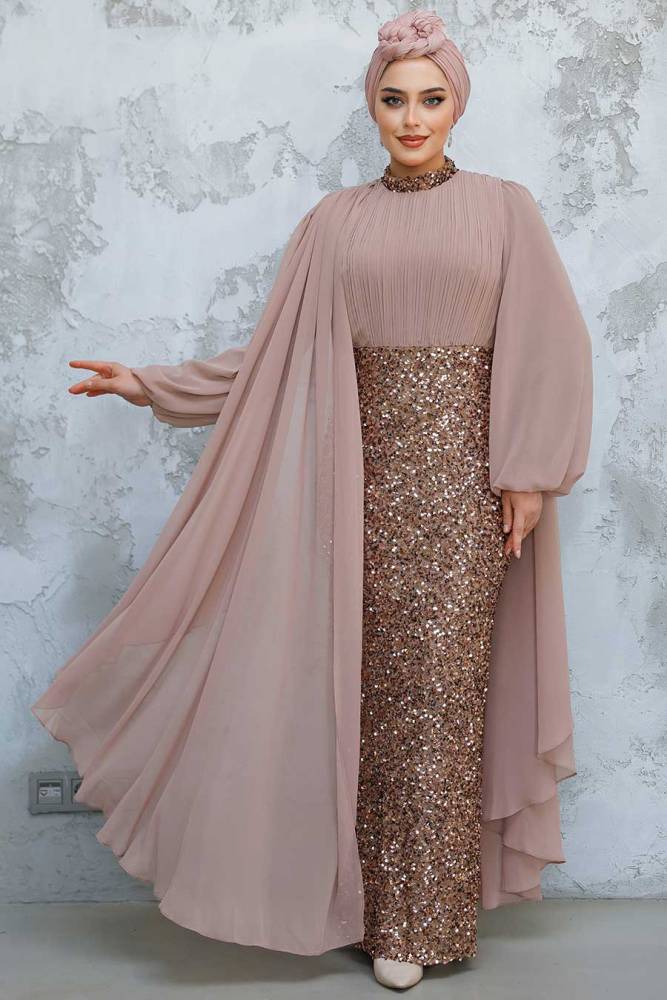Modest Mink Wedding Dress 50231V - 3