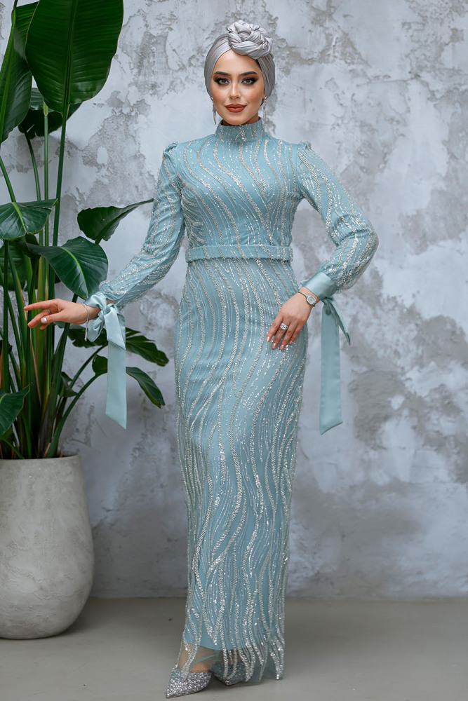Modest Mint Wedding Dress 4764MINT - 1