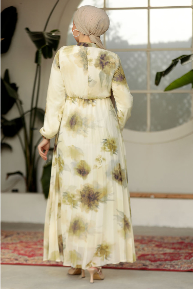 Modest Mustard Chiffon Long Sleeve Dresses 50356HR - 4