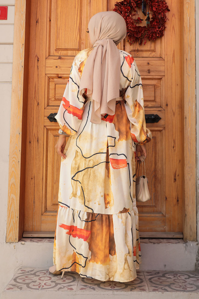Modest Mustard Long Sleeve Dress 23156HR - 5