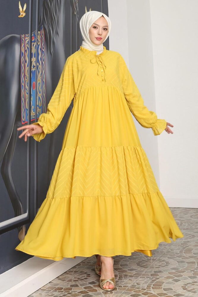 Modest Mustard Pastel Dress 14232HR - 2