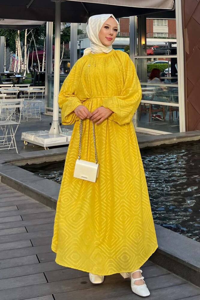 Modest Mustard Summer Dress 14291HR - 1