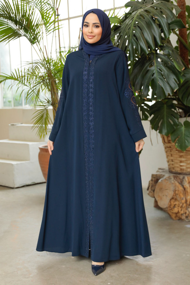 Modest Navy Blue Abaya 35166L - 1