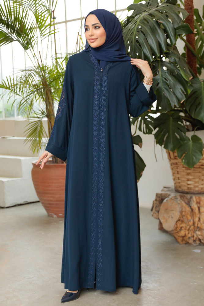 Modest Navy Blue Abaya 35166L - 3