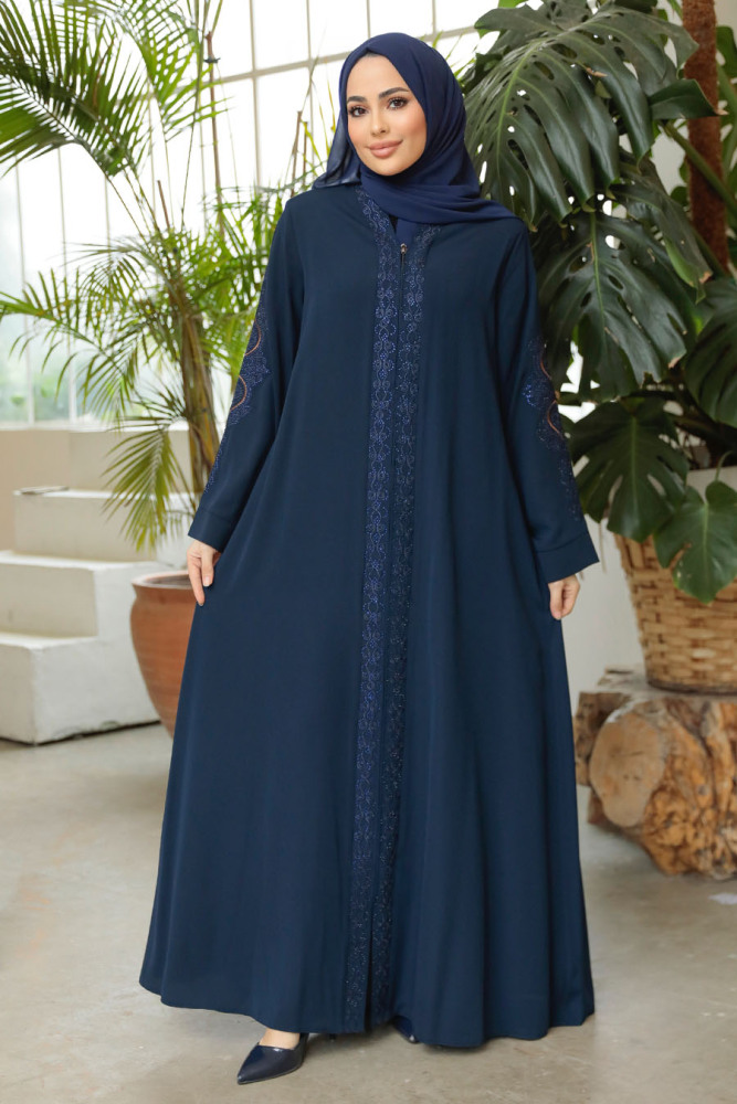 Modest Navy Blue Abaya 35166L - 4