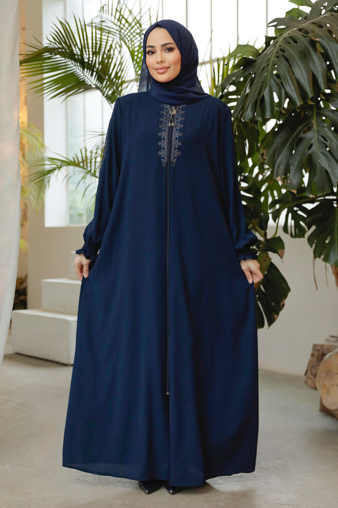 Modest Navy Blue Abaya 45274L - 3
