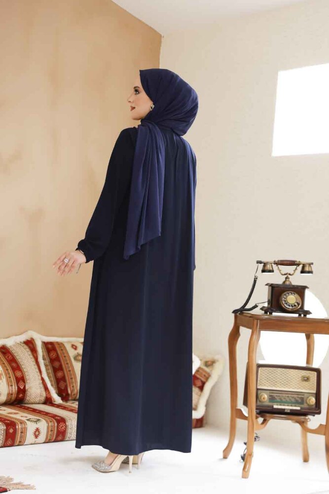 Modest Navy Blue Abaya 45290L - 4