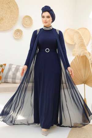 Modest Navy Blue Abaya Dual Suit 43201L - 4