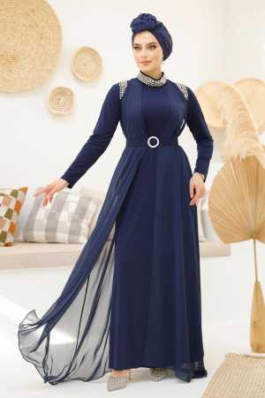 Modest Navy Blue Abaya Dual Suit 43201L - 1