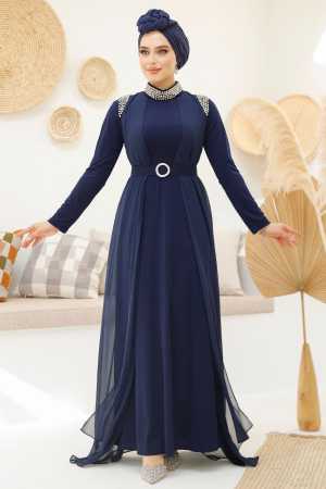 Modest Navy Blue Abaya Dual Suit 43201L - 2