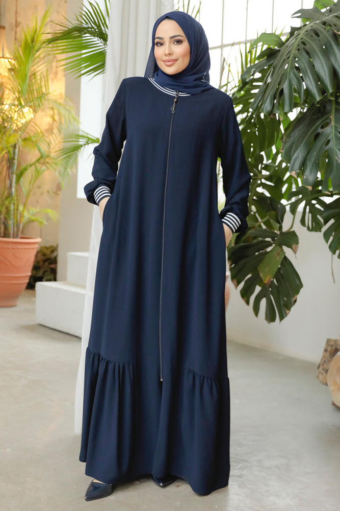 Modest Navy Blue Abaya Dubai 45276L - 2