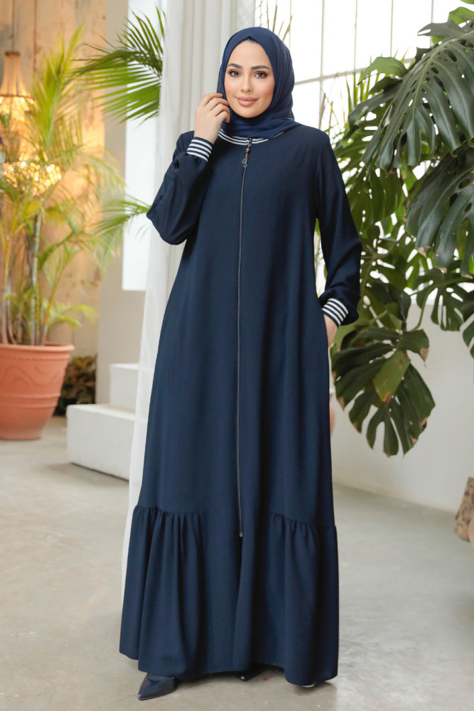 Modest Navy Blue Abaya Dubai 45276L - 1