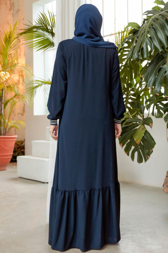 Modest Navy Blue Abaya Dubai 45276L - 5