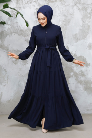 Modest Navy Blue Abaya Dubai 80781L - 1